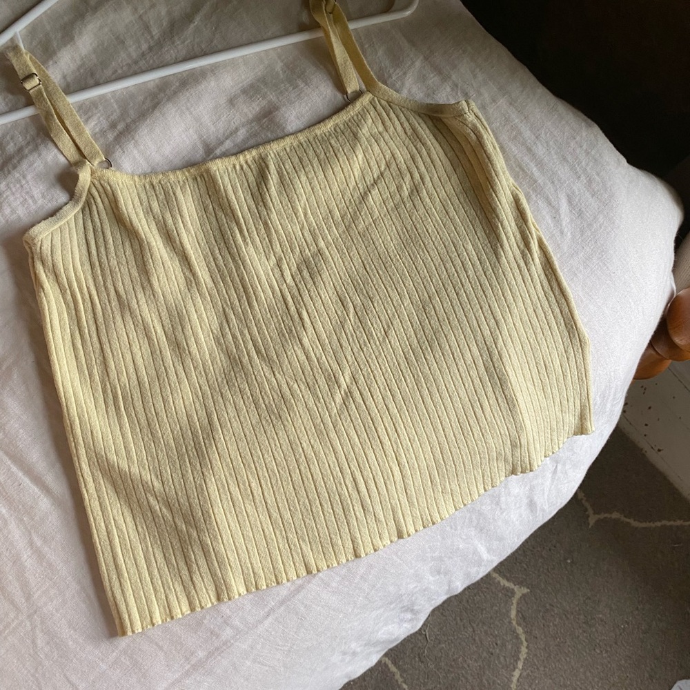 Le Lis Butter Yellow Ribbed Tank Top